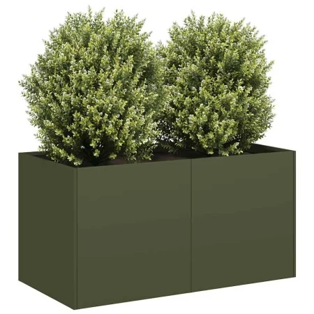 Jardinera de acero laminado en frío verde oliva 80x40x40 cm von , Töpfe und Pflanzgefäße - Ref: Foro24-860671, Preis: 61,63 €...