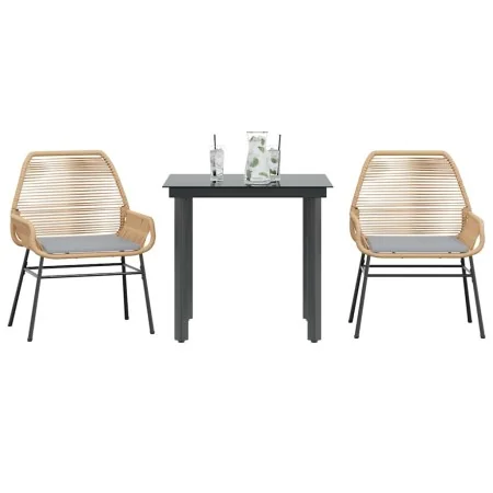 Juego de comedor jardín 3 piezas cojines ratán sintético marrón von , Gartensets - Ref: Foro24-3334569, Preis: 218,66 €, Raba...