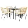 Juego de comedor jardín 5 piezas cojines ratán sintético marrón von , Gartensets - Ref: Foro24-3334605, Preis: 260,59 €, Raba...