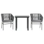 Set comedor jardín 3 pzas cojines ratán sintético vidrio negro de , Conjuntos de jardín - Ref: Foro24-3334611, Precio: 218,79...