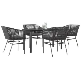 Juego de comedor jardín 5 piezas cojines ratán sintético negro von , Gartensets - Ref: Foro24-3334613, Preis: 379,60 €, Rabat...