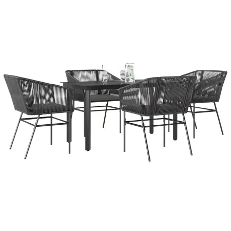 Juego de comedor jardín 5 piezas cojines ratán sintético negro de , Conjuntos de jardín - Ref: Foro24-3334613, Precio: 380,77...