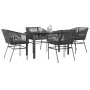 Juego de comedor jardín 5 piezas cojines ratán sintético negro de , Conjuntos de jardín - Ref: Foro24-3334613, Precio: 380,77...