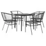 Juego de comedor jardín 5 piezas ratán sintético vidrio negro de , Conjuntos de jardín - Ref: Foro24-3334486, Precio: 279,84 ...