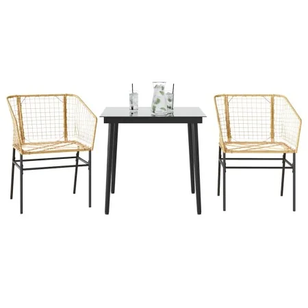 Juego de comedor jardín 3 piezas ratán sintético vidrio marrón by , Garden sets - Ref: Foro24-3334492, Price: 193,67 €, Disco...