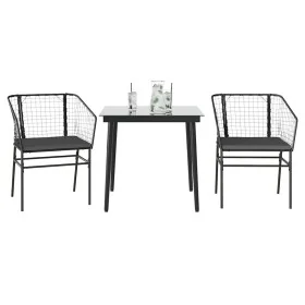 Set comedor jardín 3 pzas cojines ratán sintético vidrio negro von , Gartensets - Ref: Foro24-3334499, Preis: 213,13 €, Rabat...