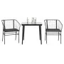 Set comedor jardín 3 pzas cojines ratán sintético vidrio negro de , Conjuntos de jardín - Ref: Foro24-3334499, Precio: 213,13...