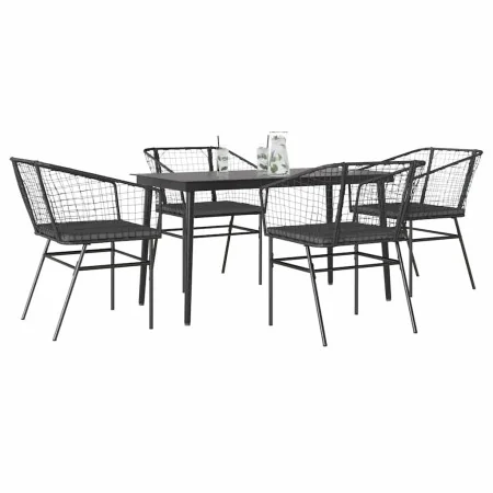 Juego de comedor jardín 5 piezas cojines ratán sintético negro de , Conjuntos de jardín - Ref: Foro24-3334501, Precio: 294,79...