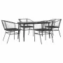 Juego de comedor jardín 5 piezas cojines ratán sintético negro de , Conjuntos de jardín - Ref: Foro24-3334501, Precio: 294,79...