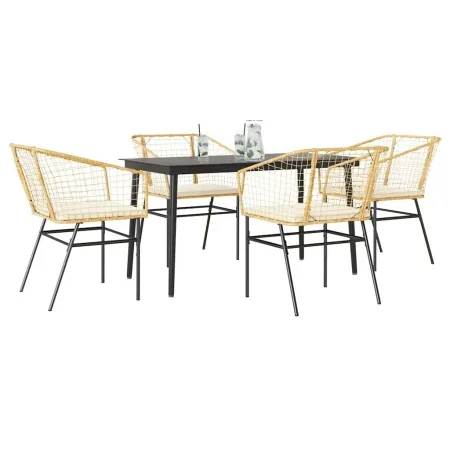 Juego de comedor jardín 5 piezas cojines ratán sintético marrón de , Conjuntos de jardín - Ref: Foro24-3334508, Precio: 294,7...