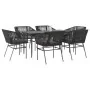 Set de comedor de jardín 7 piezas cojines ratán sintético negro de , Conjuntos de jardín - Ref: Foro24-3334517, Precio: 524,8...