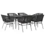 Set de comedor de jardín 7 piezas cojines ratán sintético negro de , Conjuntos de jardín - Ref: Foro24-3334517, Precio: 524,8...