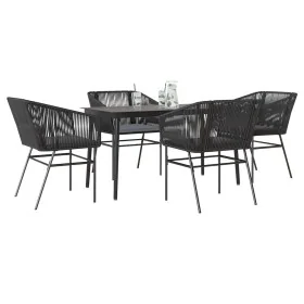 Juego de comedor jardín 5 piezas cojines ratán sintético negro by , Garden sets - Ref: Foro24-3334515, Price: 379,20 €, Disco...