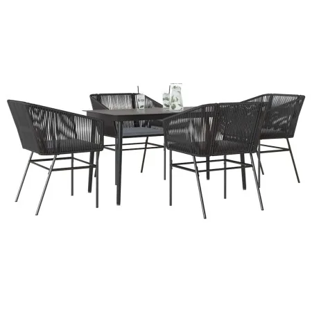 Juego de comedor jardín 5 piezas cojines ratán sintético negro by , Garden sets - Ref: Foro24-3334515, Price: 379,19 €, Disco...