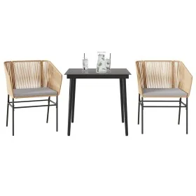 Juego de comedor jardín 3 piezas cojines ratán sintético marrón von , Gartensets - Ref: Foro24-3334520, Preis: 259,27 €, Raba...
