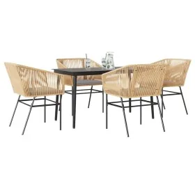 Juego de comedor jardín 5 piezas cojines ratán sintético marrón by , Garden sets - Ref: Foro24-3334522, Price: 429,79 €, Disc...