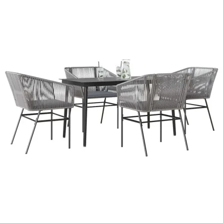 Juego comedor jardín 5 pzas cojines ratán sintético vidrio gris by , Garden sets - Ref: Foro24-3334529, Price: 429,79 €, Disc...