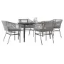 Juego comedor jardín 5 pzas cojines ratán sintético vidrio gris by , Garden sets - Ref: Foro24-3334529, Price: 429,79 €, Disc...
