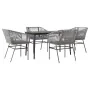 Juego comedor jardín 5 pzas cojines ratán sintético vidrio gris by , Garden sets - Ref: Foro24-3334529, Price: 429,79 €, Disc...