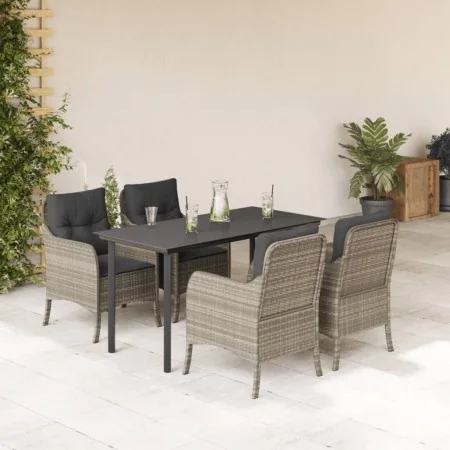 Set comedor de jardín 5 pzas cojines ratán sintético gris claro von , Gartensets - Ref: Foro24-3211999, Preis: 489,05 €, Raba...