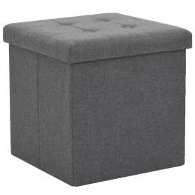Taburete plegable con almacenaje lino sintético gris oscuro by , Folding stools and chairs - Ref: Foro24-247077, Price: 29,02...