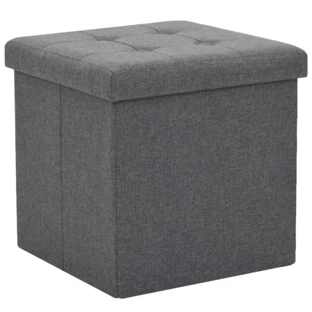 Taburete plegable con almacenaje lino sintético gris oscuro de , Taburetes y sillas plegables - Ref: Foro24-247077, Precio: 2...