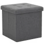 Taburete plegable con almacenaje lino sintético gris oscuro de , Taburetes y sillas plegables - Ref: Foro24-247077, Precio: 2...