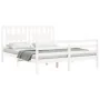 White solid wood bed frame with headboard 160x200 cm by vidaXL, Beds and slatted bases - Ref: Foro24-3194582, Price: 147,66 €...