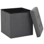 Taburete plegable con almacenaje lino sintético gris oscuro de , Taburetes y sillas plegables - Ref: Foro24-247077, Precio: 2...