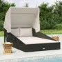 Tumbona con toldo plegable ratán sintético negro 200x114x128 cm by , Outdoor beds - Ref: Foro24-362273, Price: 313,96 €, Disc...