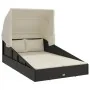 Tumbona con toldo plegable ratán sintético negro 200x114x128 cm by , Outdoor beds - Ref: Foro24-362273, Price: 313,96 €, Disc...