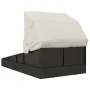 Tumbona con toldo plegable ratán sintético negro 200x114x128 cm by , Outdoor beds - Ref: Foro24-362273, Price: 313,96 €, Disc...