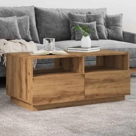 Mesa de centro con luces LED roble artesanal 90x49x40 cm by , Coffee table - Ref: Foro24-857711, Price: 120,92 €, Discount: %