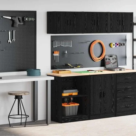 Armarios 2 uds para garaje madera de ingeniería negro by , Armarios industriales - Ref: Foro24-3328279, Price: 114,71 €, Disc...