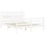 White solid wood bed frame with headboard 160x200 cm by vidaXL, Beds and slatted bases - Ref: Foro24-3194582, Price: 147,66 €...
