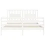 White solid wood bed frame with headboard 160x200 cm by vidaXL, Beds and slatted bases - Ref: Foro24-3194582, Price: 147,66 €...