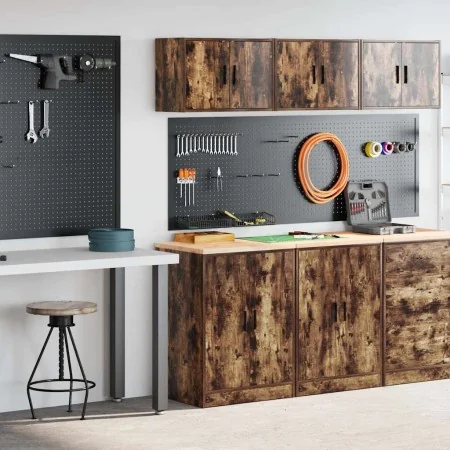 Armarios 2 uds para garaje madera ingeniería roble ahumado by , Armarios industriales - Ref: Foro24-3328309, Price: 130,69 €,...