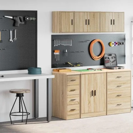 Armarios 2 uds para garaje madera de ingeniería roble sonoma by , Armarios industriales - Ref: Foro24-3328316, Price: 97,77 €...