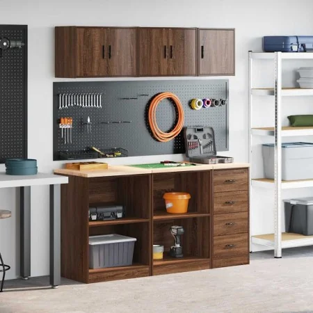 Armarios 6 uds para garaje madera ingeniería marrón roble by , Armarios industriales - Ref: Foro24-3328356, Price: 295,75 €, ...