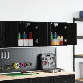 Armarios de pared 2 uds para garaje madera de ingeniería negro by , Armarios industriales - Ref: Foro24-860646, Price: 98,59 ...