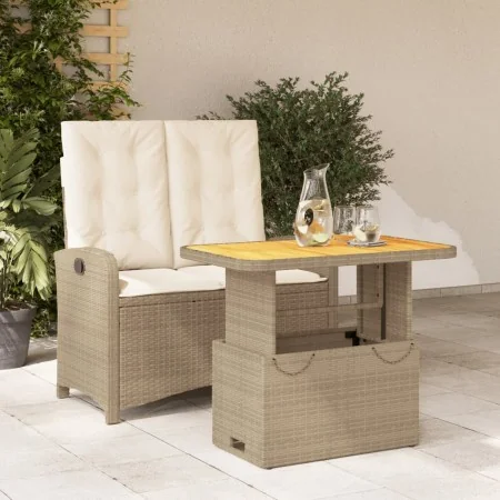 Set comedor de jardín 2 pzas con cojines ratán sintético beige de , Conjuntos de jardín - Ref: Foro24-3277358, Precio: 270,35...