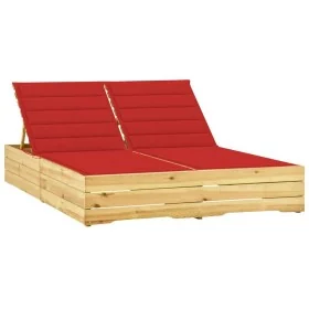 Tumbona doble y cojines madera pino impregnada rojo tinto by , Loungers - Ref: Foro24-3065975, Price: 330,67 €, Discount: %