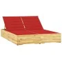 Tumbona doble y cojines madera pino impregnada rojo tinto de , Tumbonas - Ref: Foro24-3065975, Precio: 330,57 €, Descuento: %
