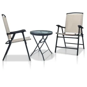Mesa y sillas de bistró 3 piezas acero color crema by , Garden sets - Ref: Foro24-3054573, Price: 149,58 €, Discount: %