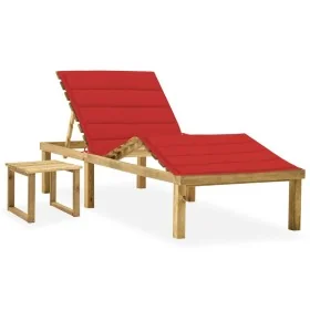 Tumbona de jardín con mesa y cojín de madera de pino impregnada by , Loungers - Ref: Foro24-3065870, Price: 139,89 €, Discoun...