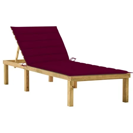 Tumbona con cojín rojo tinto madera de pino impregnada by , Loungers - Ref: Foro24-3065858, Price: 122,62 €, Discount: %
