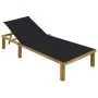 Tumbona con cojín negro madera de pino impregnada de , Tumbonas - Ref: Foro24-3065826, Precio: 127,35 €, Descuento: %
