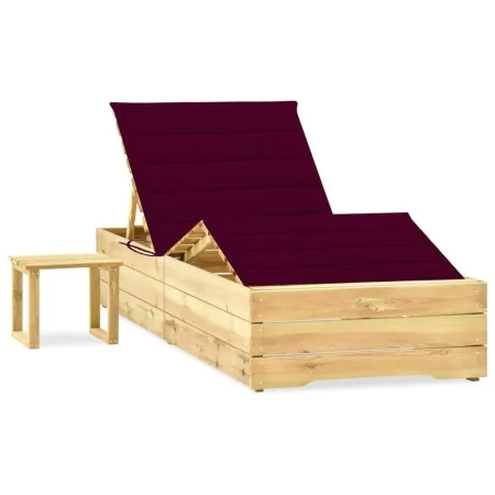 Tumbona de jardín con mesa y cojín de madera de pino impregnada by , Loungers - Ref: Foro24-3065963, Price: 168,07 €, Discoun...