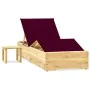 Tumbona de jardín con mesa y cojín de madera de pino impregnada by , Loungers - Ref: Foro24-3065963, Price: 168,07 €, Discoun...