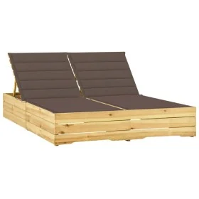 Tumbona doble y cojines gris taupé madera pino impregnada by , Loungers - Ref: Foro24-3065977, Price: 324,58 €, Discount: %